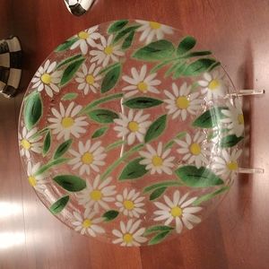 flowered art glass dish